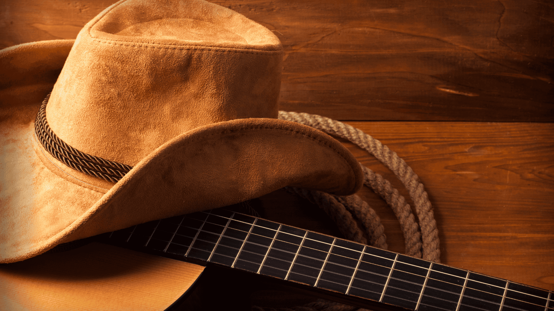 a cowboy hat and guitar